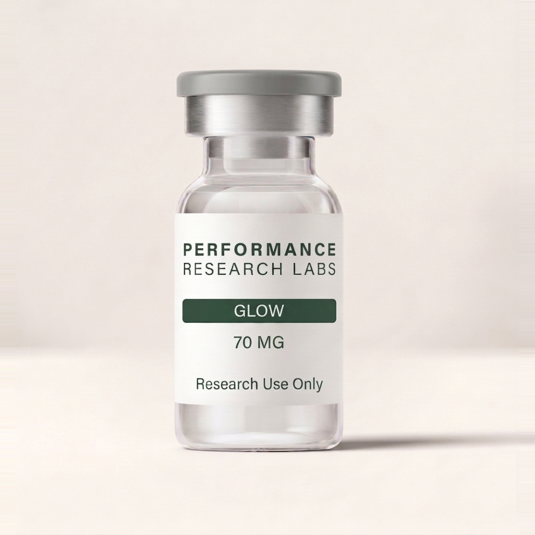 GLOW research peptide vial